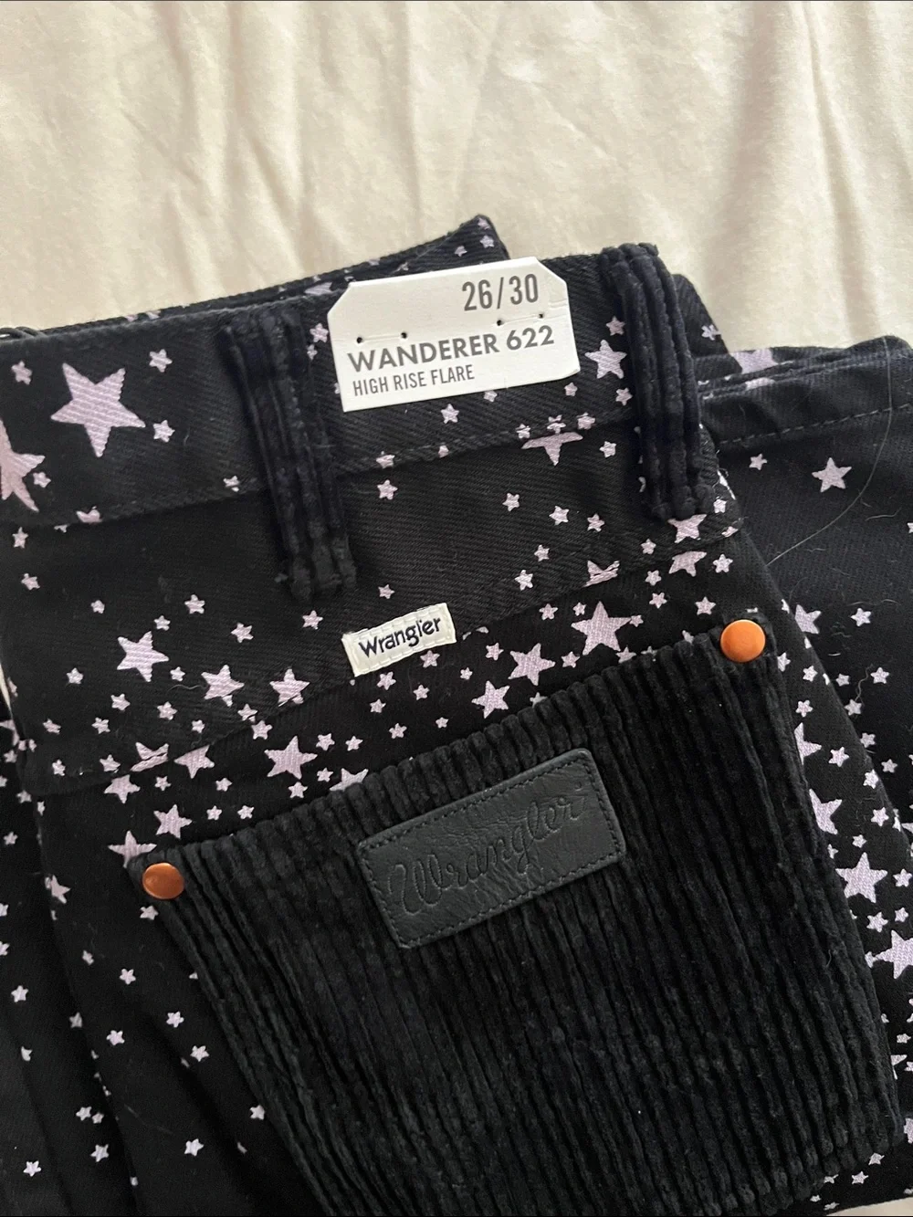 Wrangler x Free People Star Struck Wanderer 622 High Rise Flare Jeans Sz 26x30